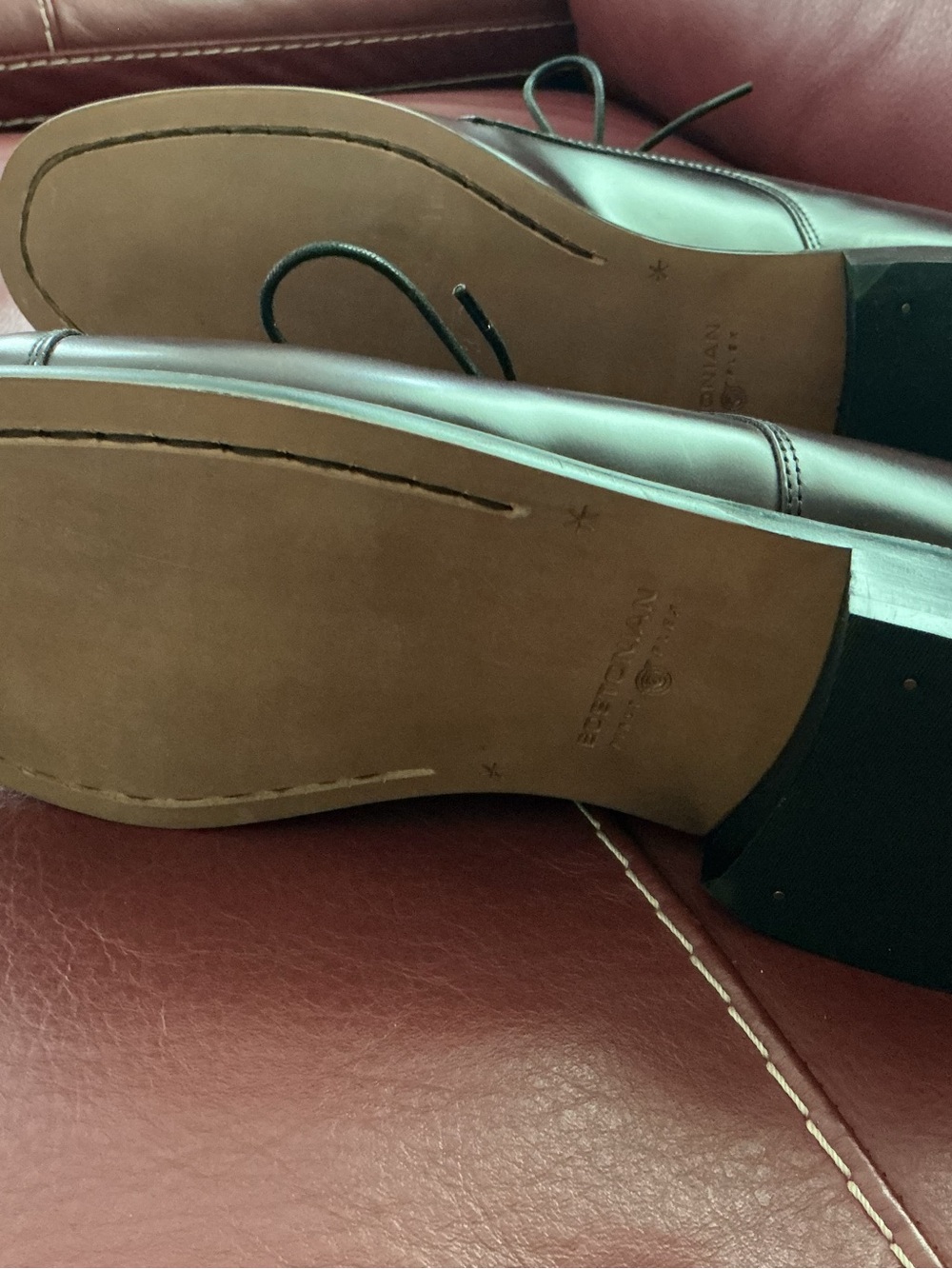 Men's Leather Cap-Toe Dress Shoes in Dark Burgundy by Bostonian - Picture 6 of 6